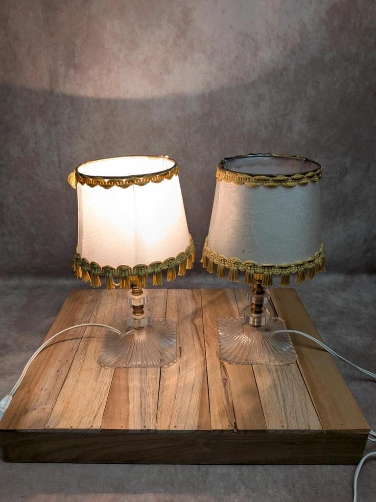 Paire de lampes vintage plexiglas & métal doré