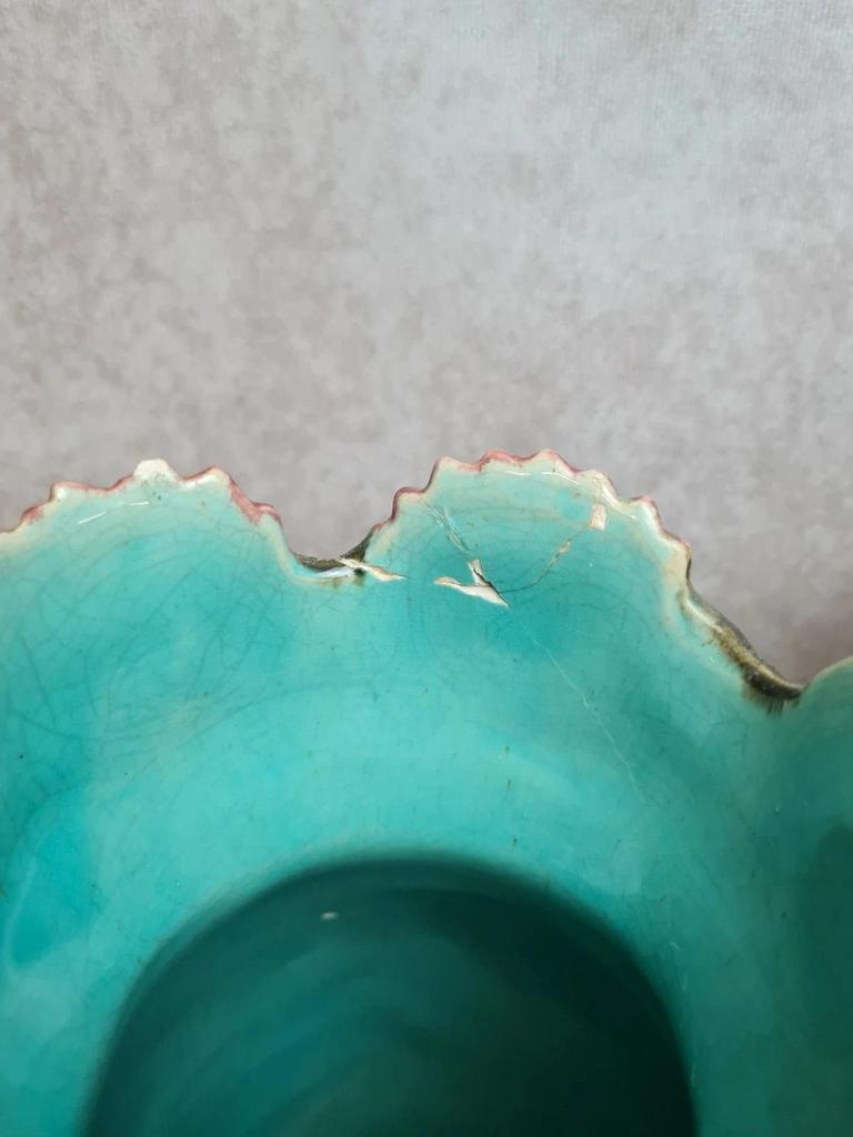 Paire de vases barbotine Francis Mas 🌸 céramique verte fleurs Art nouveau
