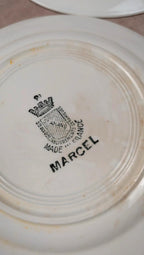 Lot de 6 petites assiettes demi-porcelaine Saint-amand modèle Marcel