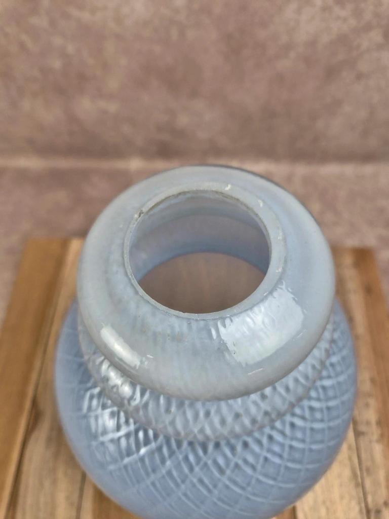 Abat-jour vintage verre opalin bleu clair – verre laiteux texturé