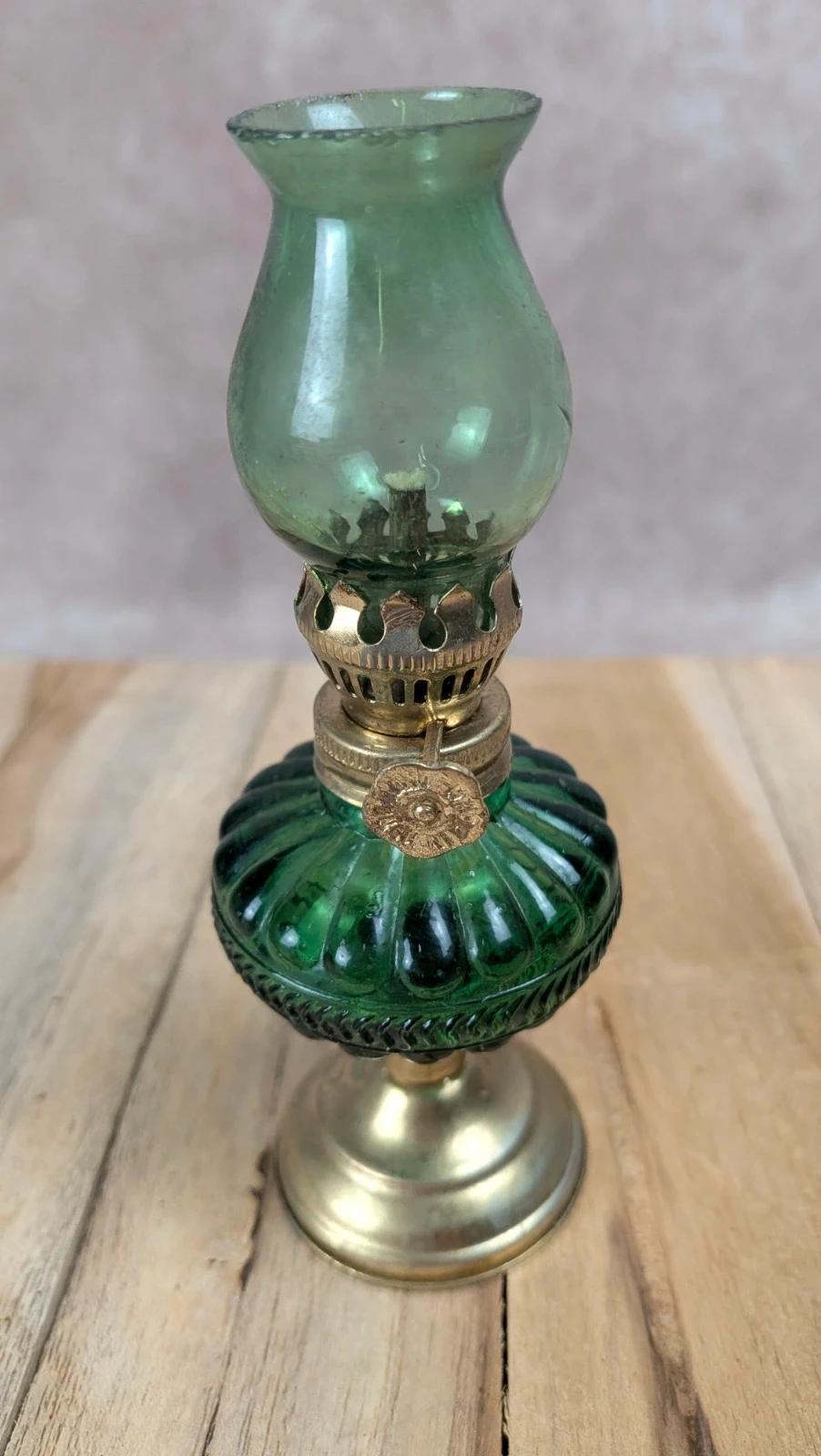 Lot de 2 lampes à huile vintage vertes