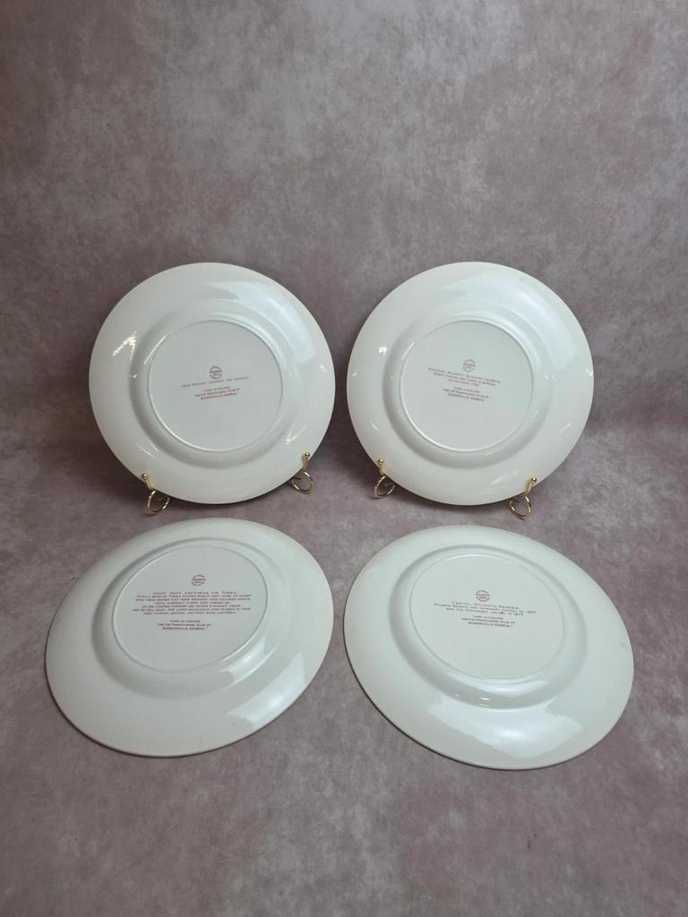Lot 4 Assiettes Wedgwood Georgia Historical Plates Mulberry Angleterre Vintage
