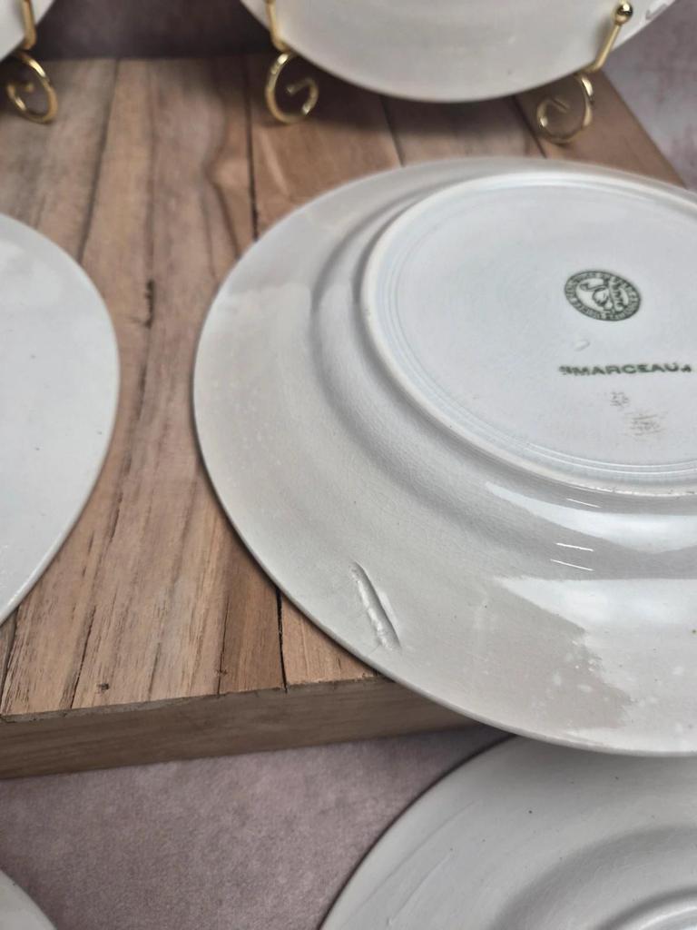 Lot de 8 assiettes à dessert Saint-amand Hamage modèle Marceau – faïence ancienne