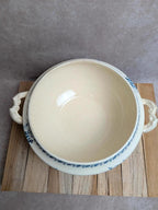 Soupière ancienne en terre de fer Gien – Modèle Fougère – Décor bleu