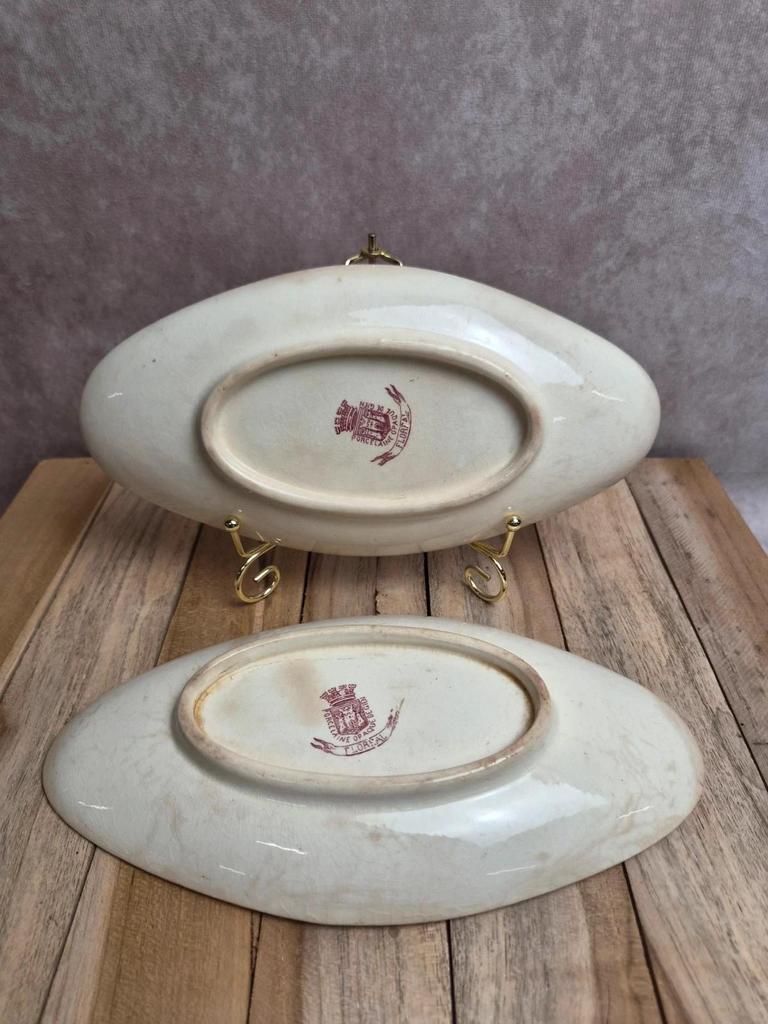 Lot de 2 raviers anciens Gien Floréal en terre de fer