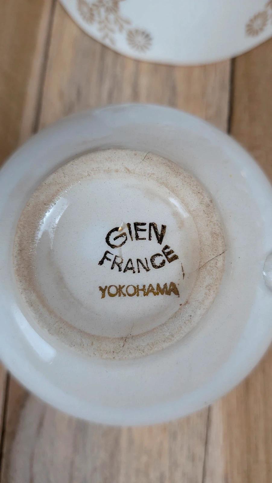 Lot de 6 tasses Gien Yokohama & 6 soucoupes M&s – porcelaine française