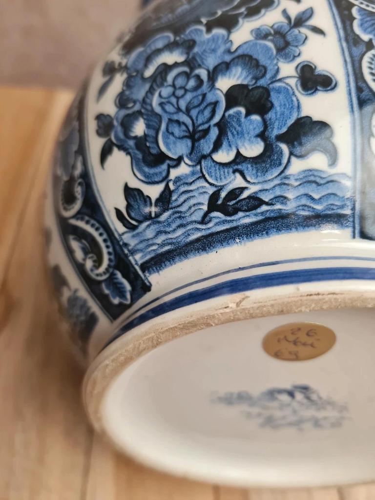 Vase vintage Delfia bleu et blanc – Grand modèle floral – Esprit Delft / hollandais 💙