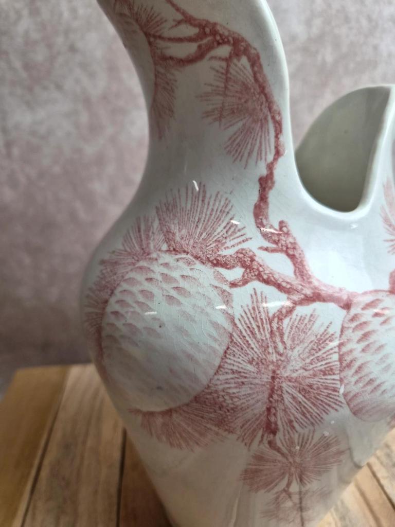 Broc de toilette Terre de Fer Creil & Montereau Sanremo – décor pommes de pin rare