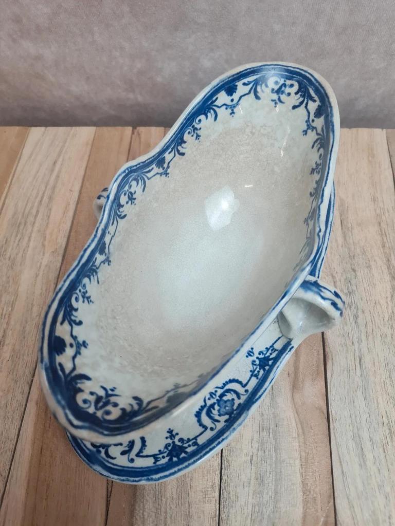 Saucière ancienne Jules Vieillard Bordeaux – modèle Moustiers – Terre de fer bleue 💙