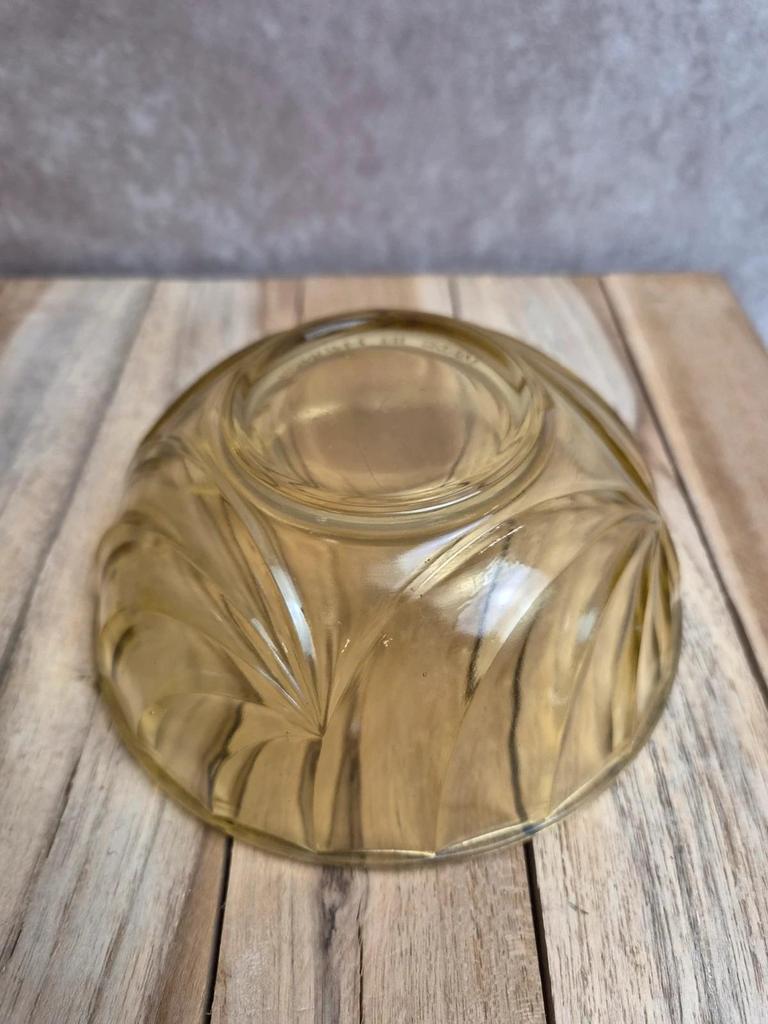 Bonbonnière vintage en verre ambré Made in France