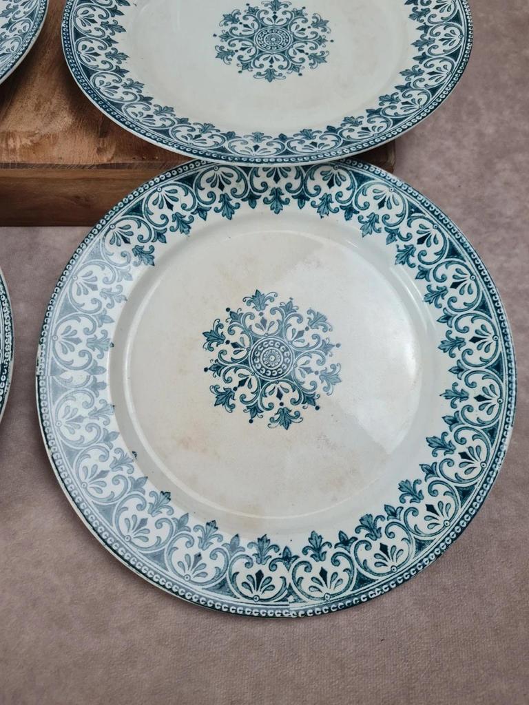 Lot de 6 assiettes plates Badonviller – modèle “oriental” 🩵