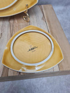 Lot dessous de plat + dessous de bouteilles Sarreguemines jaune graphique vintage 🟡