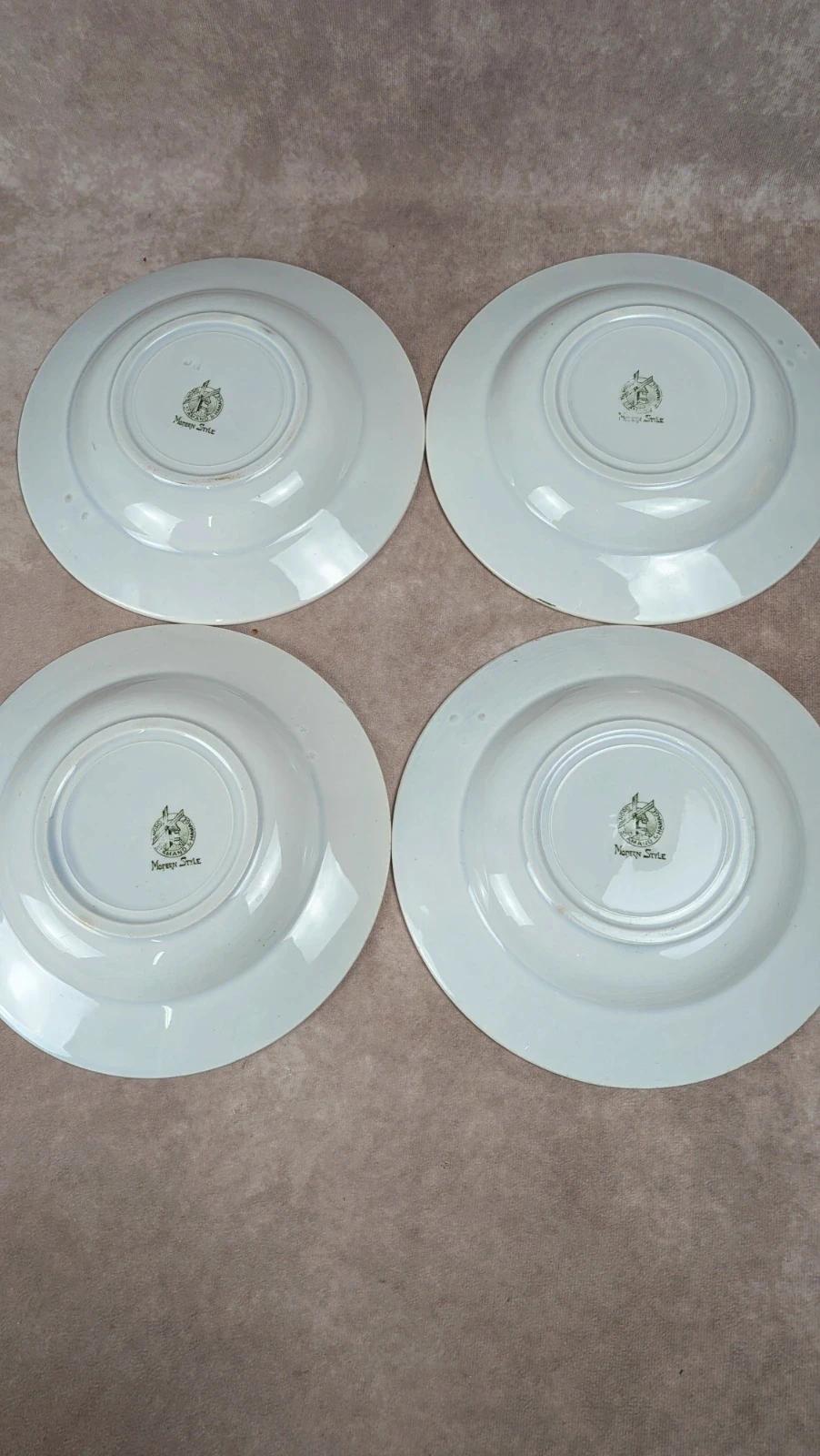 Lot de 4 assiettes creuses anciennes Saint-amand – Terre de fer – Modèle Modern Style