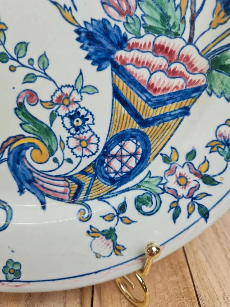 Assiette ancienne Gien Xixe – décor Corne d’abondance peint main 🎨🍃