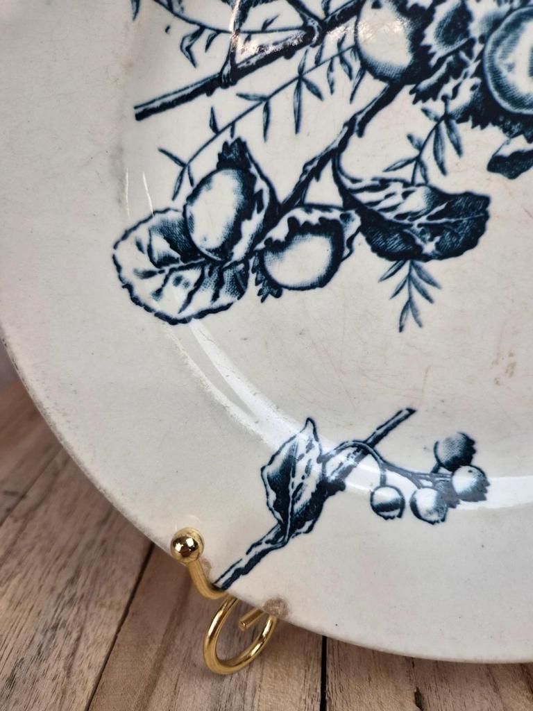 Assiette Terre de Fer Hb & Cie Choisy-le-roi – Oiseau & fruits – Xixe
