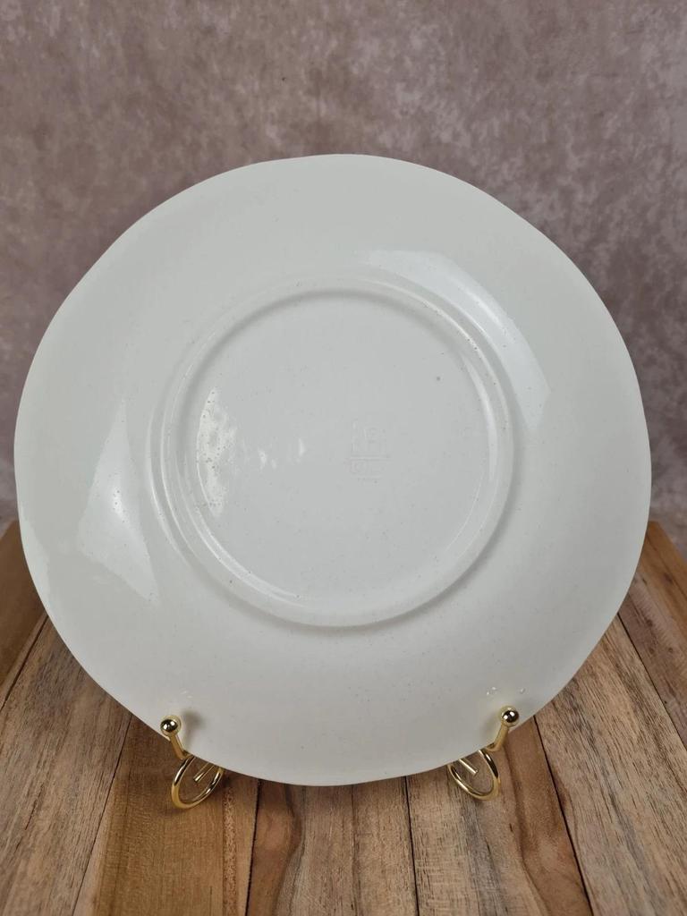 Assiette ancienne Gien décor bleu – panier fleuri – 24 cm