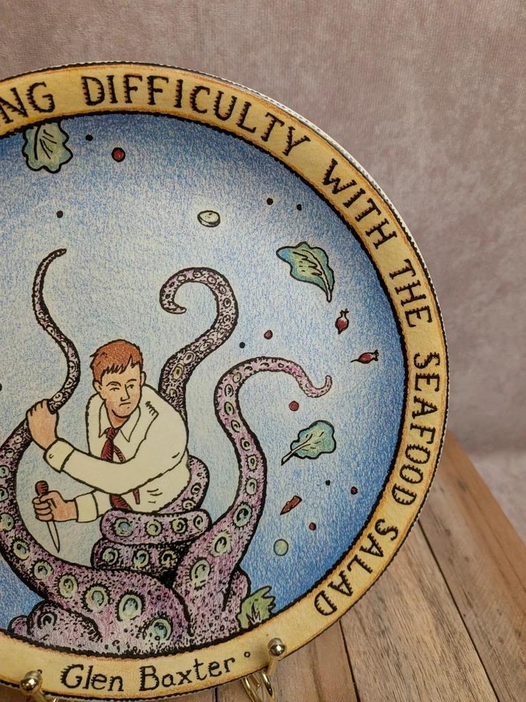 Assiette murale humoristique Glen Baxter Poole Pottery Angleterre