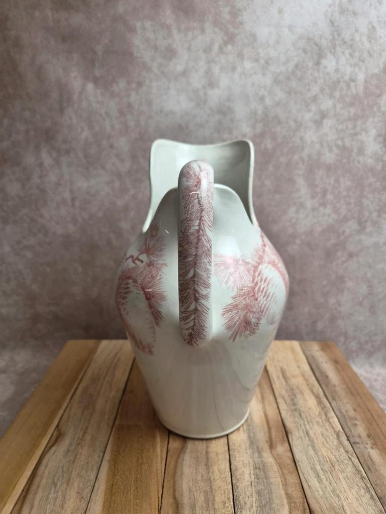 Broc de toilette Terre de Fer Creil & Montereau Sanremo – décor pommes de pin rare
