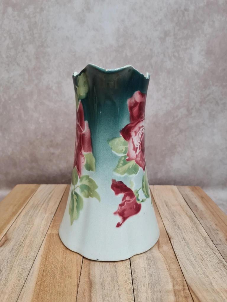 Pichet ancien terre de fer K&g Lunéville “les Roses” décor floral 🌹