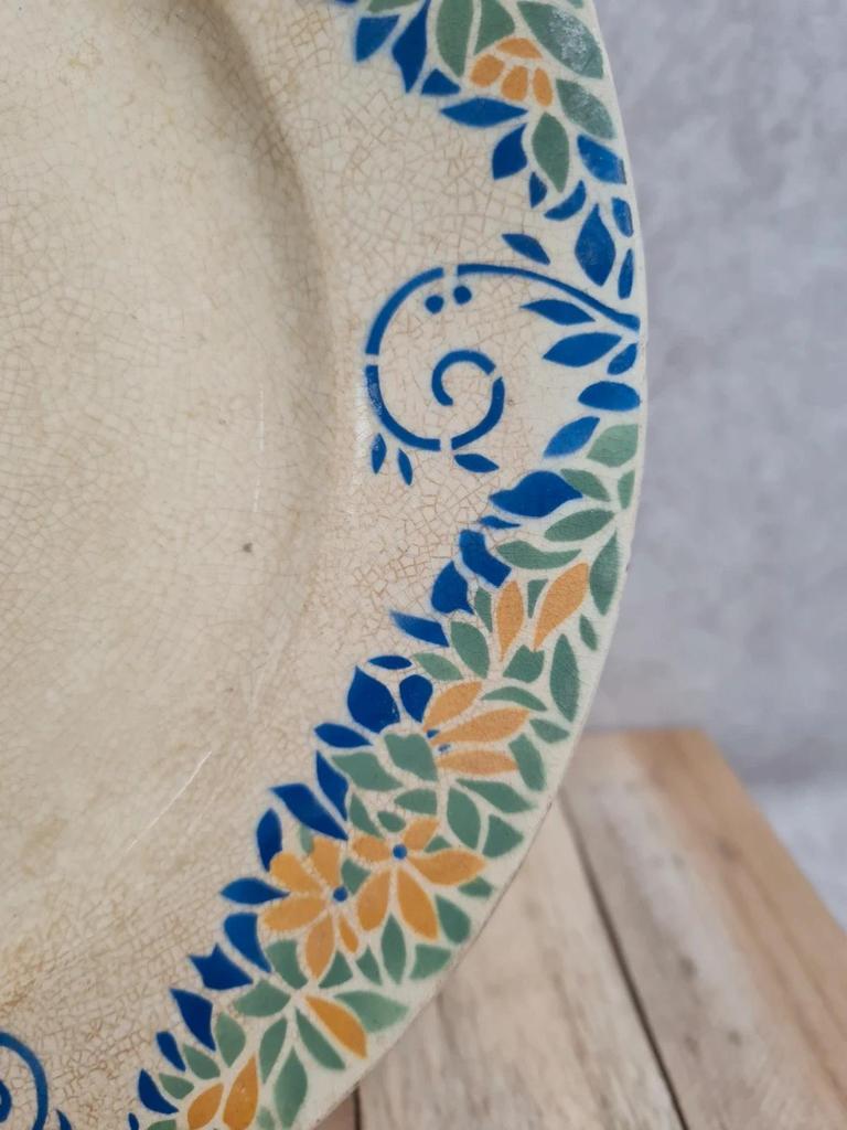 Assiette ancienne en terre de fer Hbcm modèle Vaucluse 🌿💙