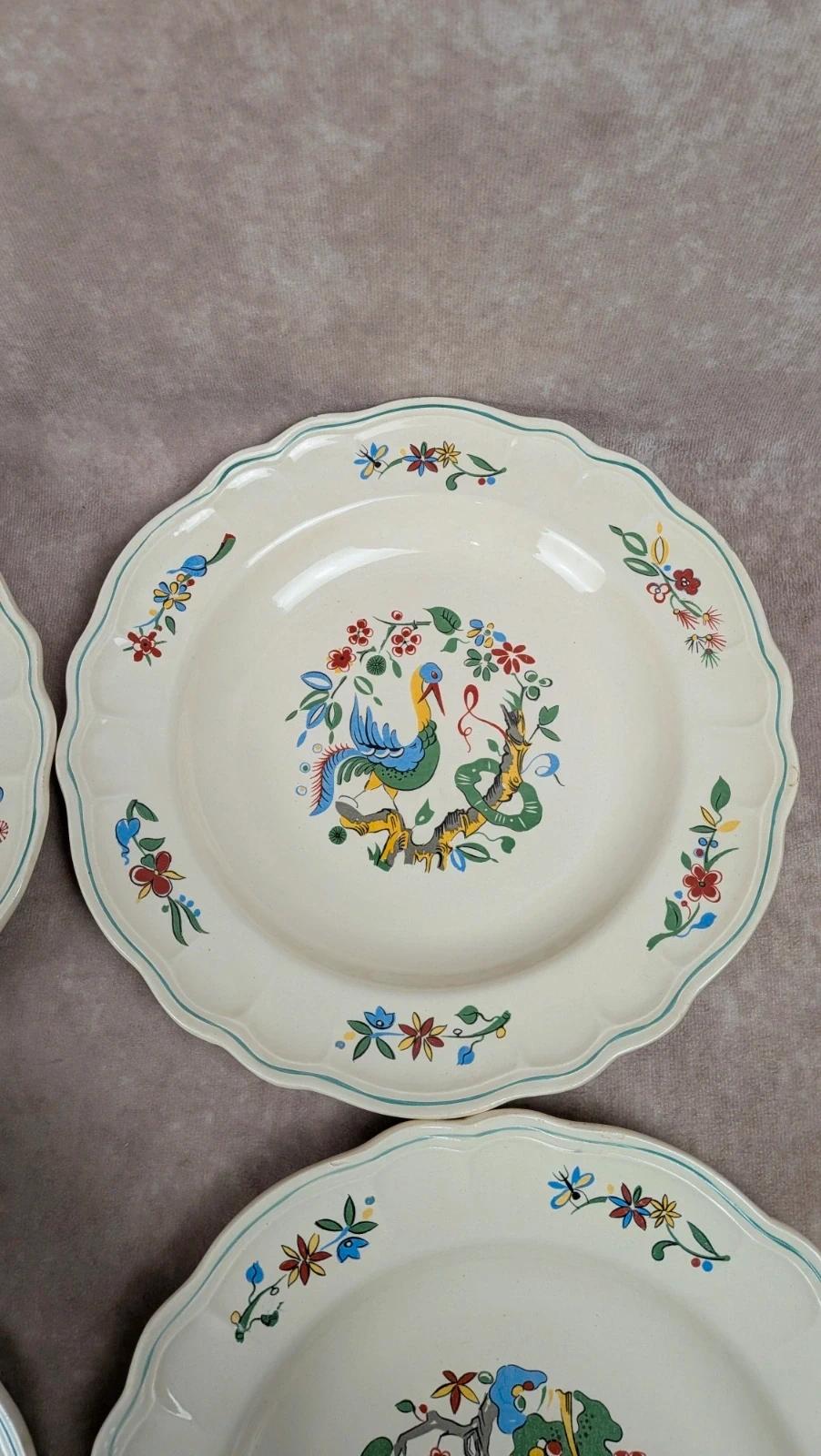 Lot de 5 assiettes creuses Salins décor oiseaux