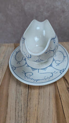 Saucière ancienne Boch décor bleu – charme campagne chic