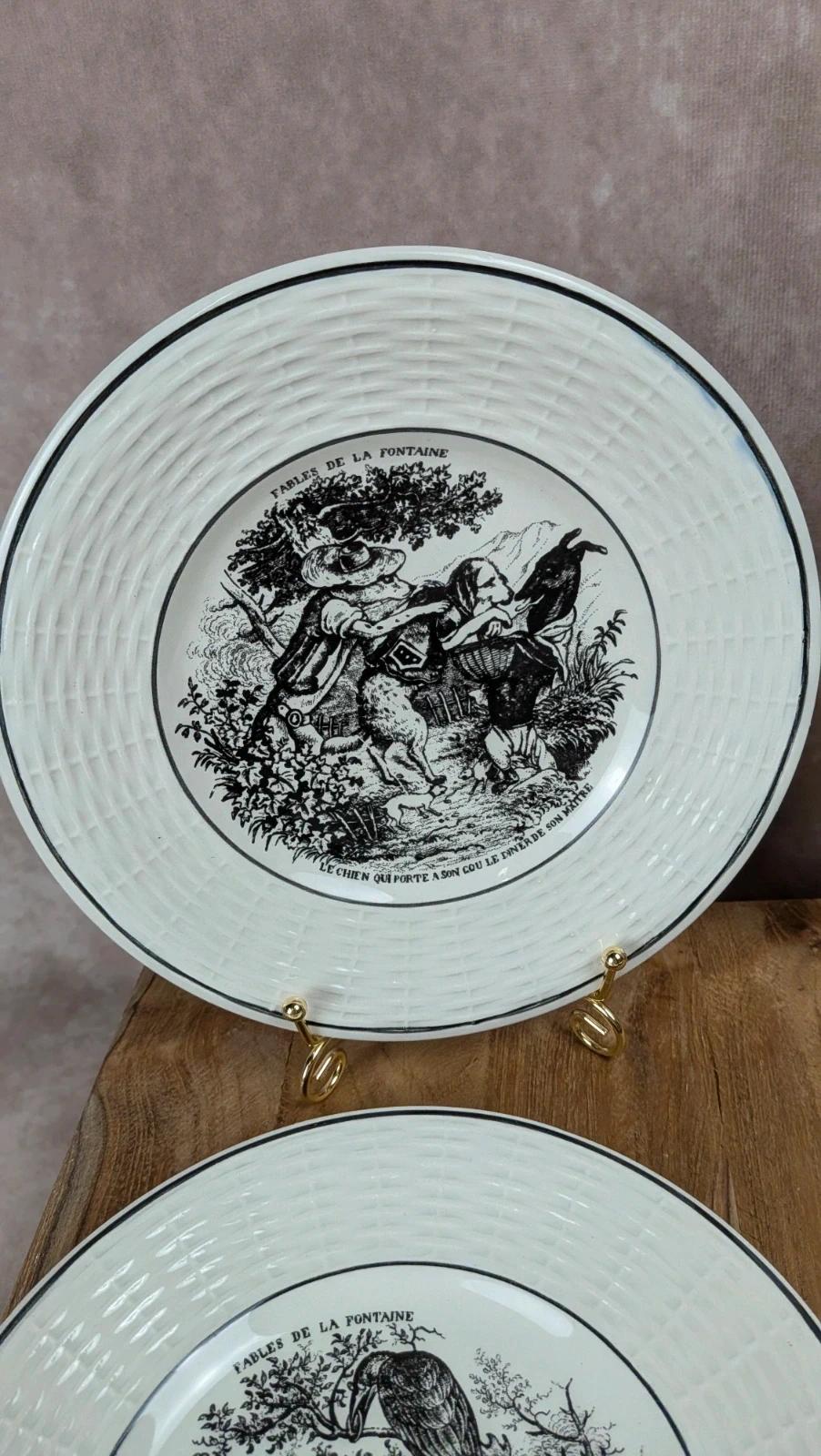 6 assiettes à dessert – Fables de La Fontaine Digoin Sarreguemines