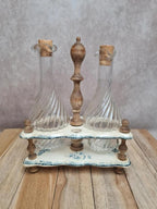 Serviteur huile vinaigre ancien Terre de Fer attribué Gien décor floral bleu 💙