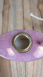 Lampe à huile ancienne rose nacrée
