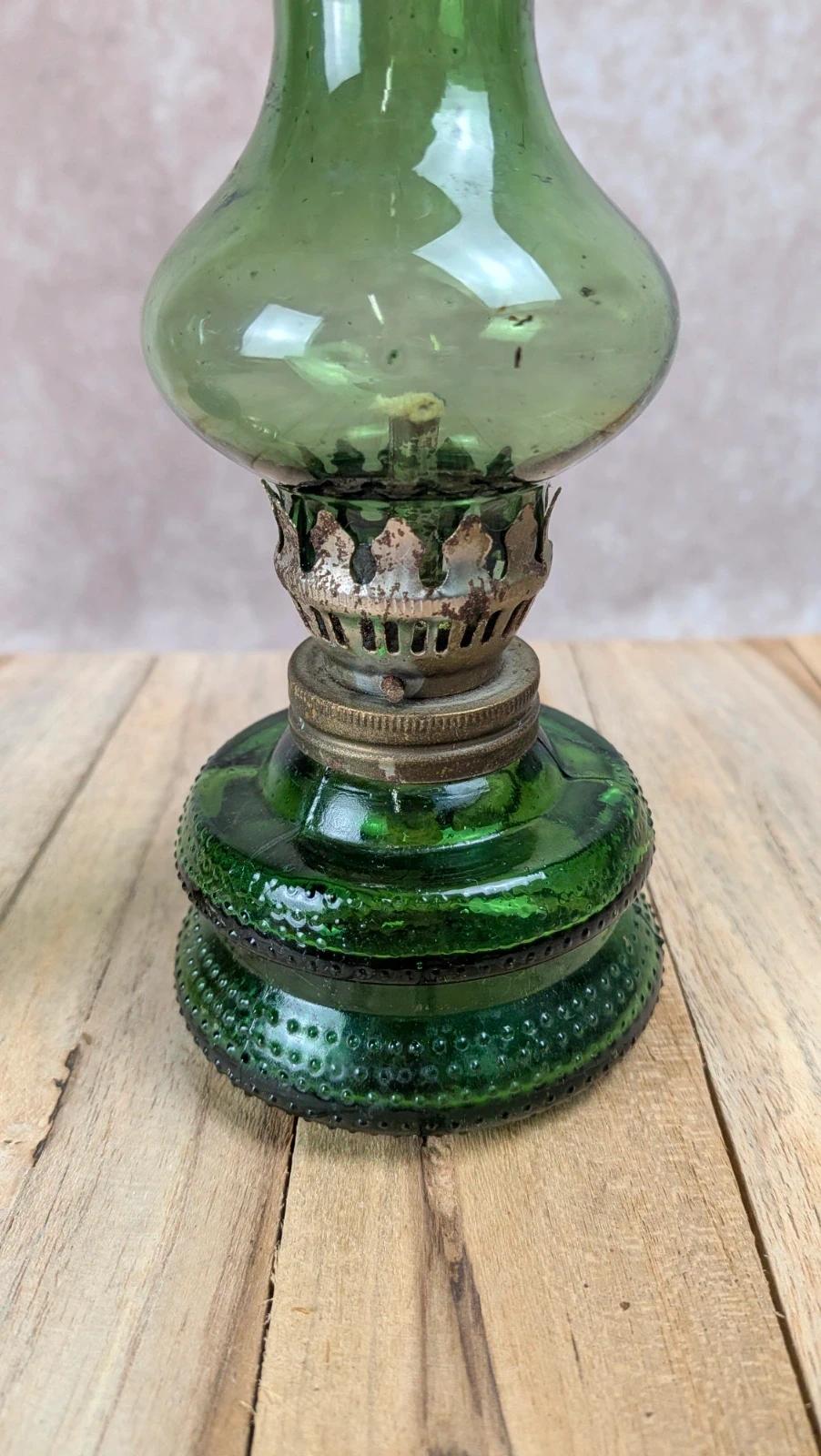Lot de 2 lampes à huile vintage vertes
