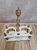 Serviteur huile vinaigre ancien Terre de Fer attribué Gien décor floral bleu 💙