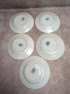 Lot de 5 assiettes à dessert anciennes en terre de fer Moulin des Loups Hamage, modèle Provence