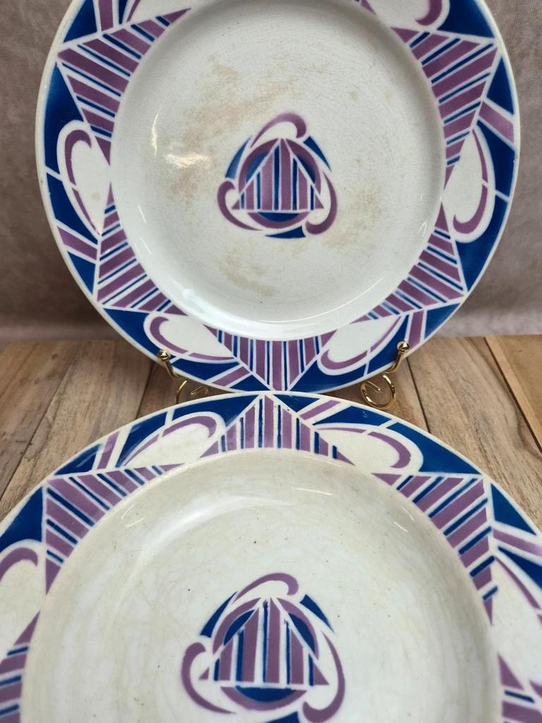 Assiettes Moulin des Loups modèle Charente – Art Déco – 1 plate + 1 creuse