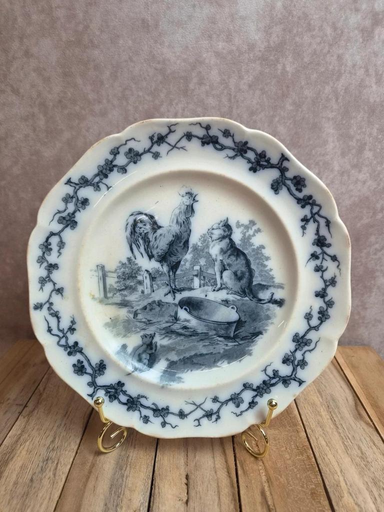 Assiette terre de fer anglaise B.w.m. & Co – Fables – Émile Bourgeois – vers 1900