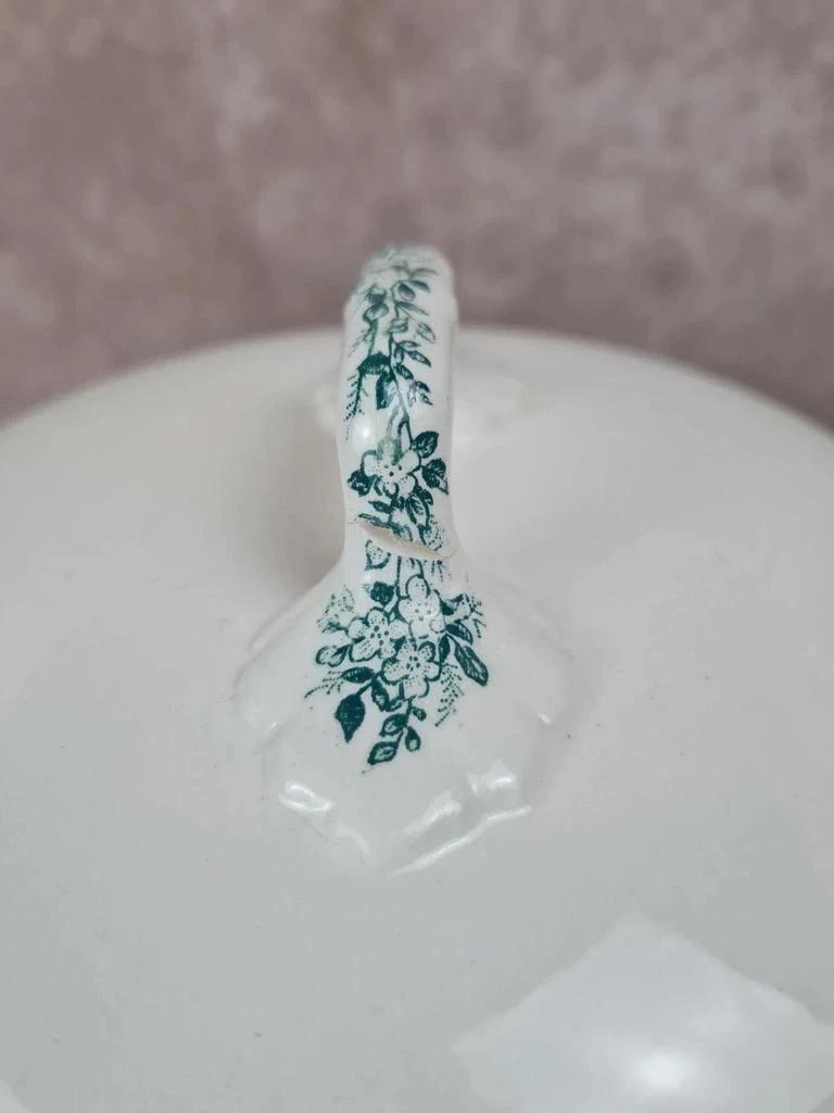 Soupière ancienne Longwy 🍃🌼 en faïence française – décor fleuri vert