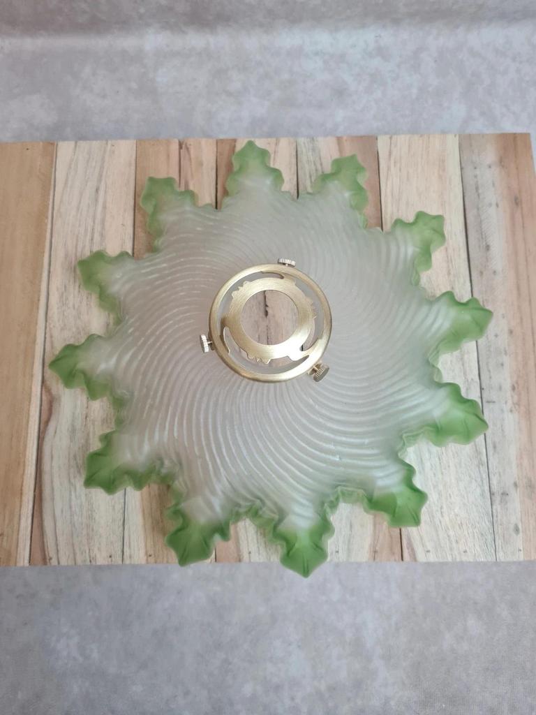 Abat-jour ancien en verre dépoli vert 🍃