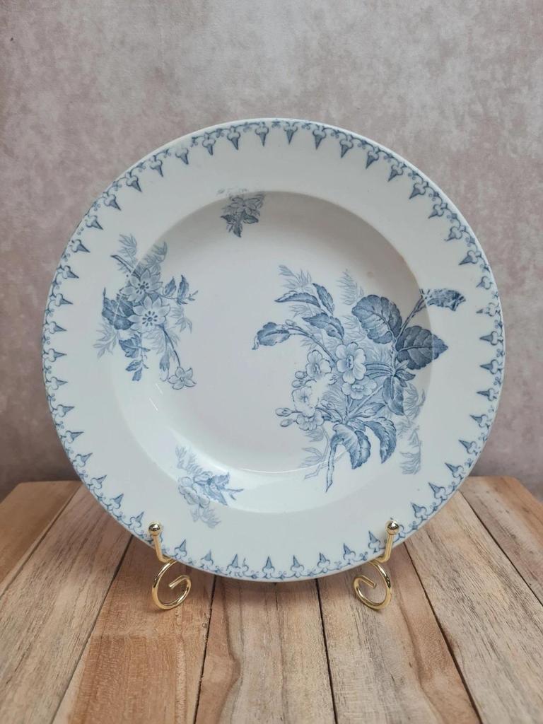 Assiette creuse ancienne Sarreguemines modèle Flore 🌿💙