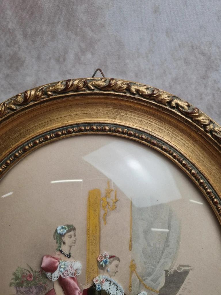 Cadre ovale vintage verre bombé “la Mode Illustrée” Anaïs Toudouze