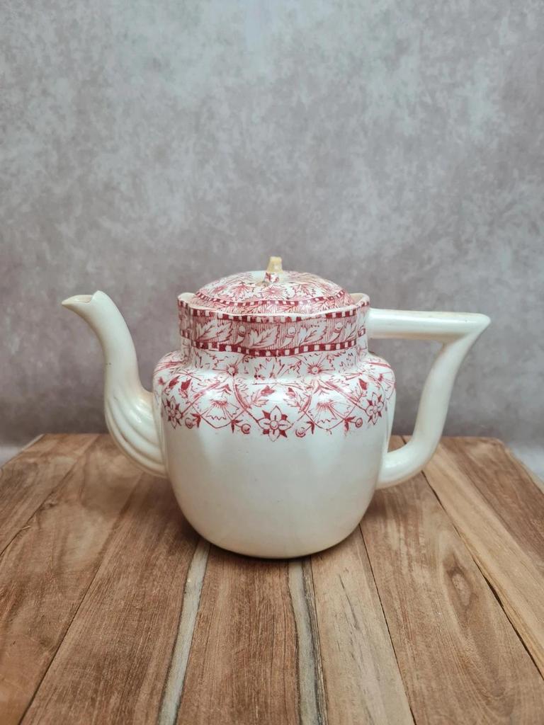 Théière anglaise Wileman Foley Shelley Rn148962 Dolly Varden décor rouge