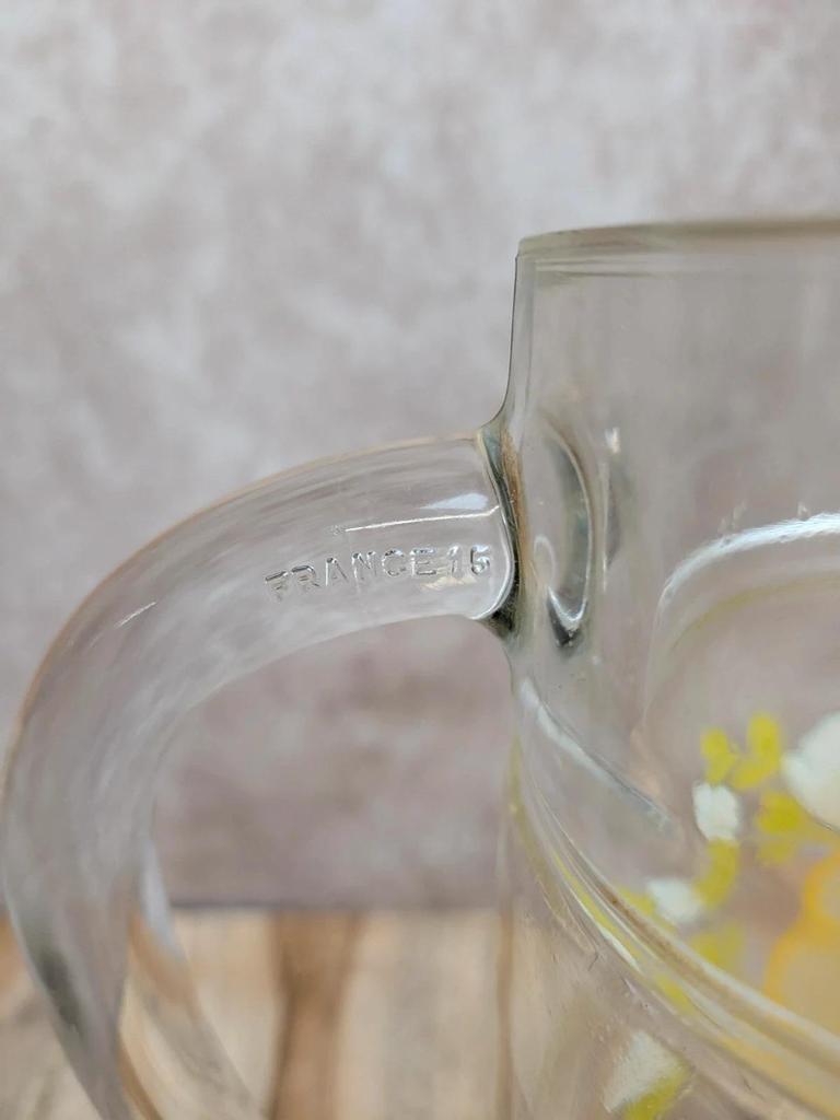 Pichet vintage en verre décor citron