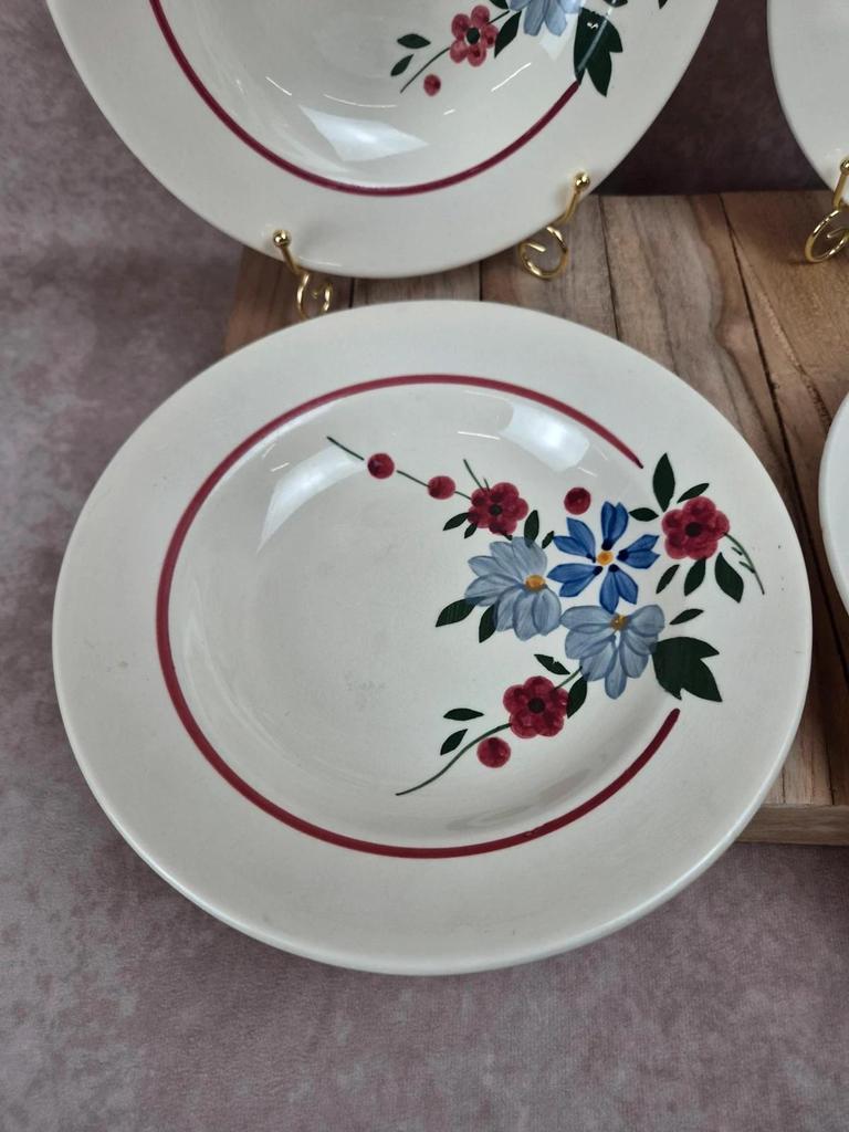 Lot de 4 assiettes creuses vintage Sarreguemines modèle Champfleury