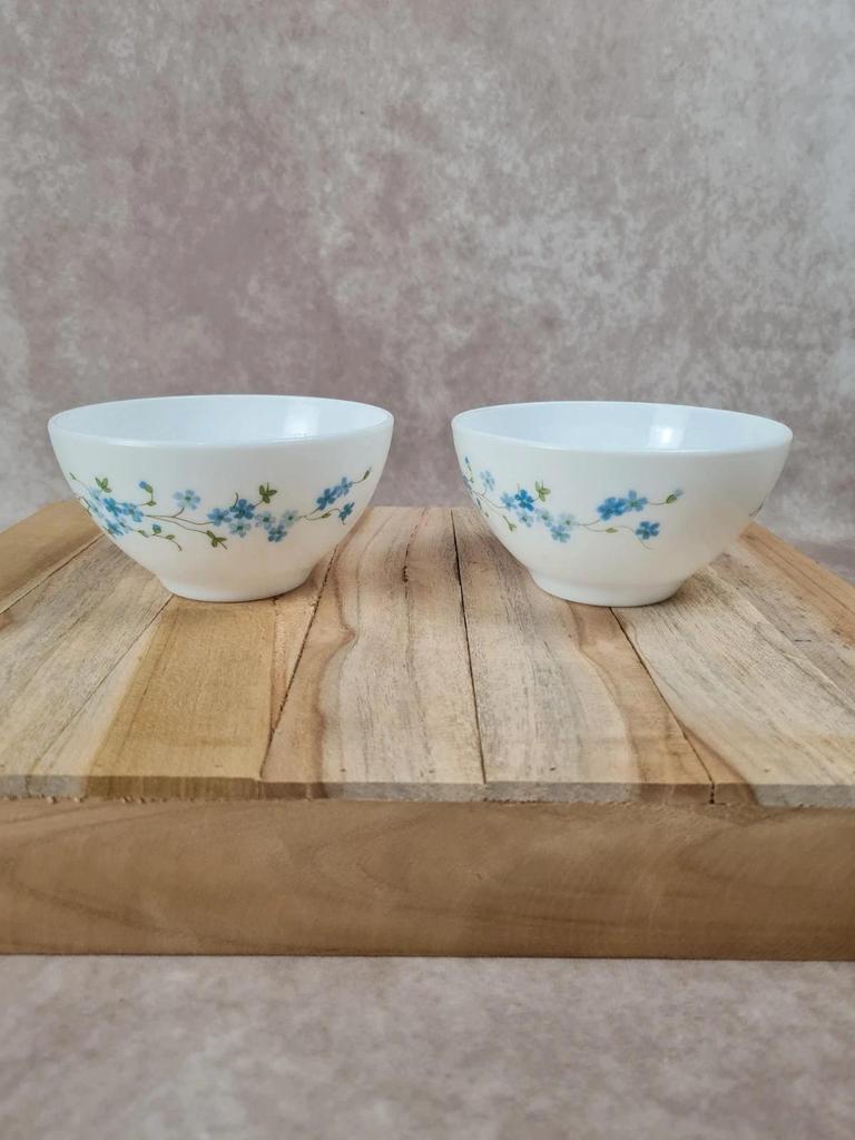 Lot de 2 bols Arcopal Myosotis – fleurs bleues vintage 🌸