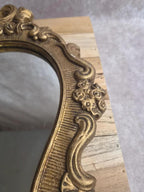Miroir ancien doré en stuc – style Louis Xv rocaille – 42 cm