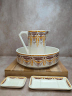 Ensemble de toilette ancien terre de fer Hbcm Thérèse broc bassine Art déco