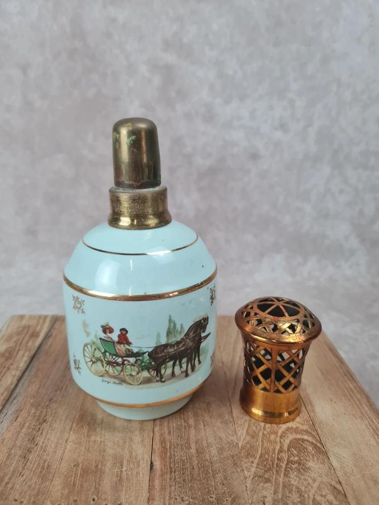 Lampe Berger ancienne en porcelaine St-méen 🎨 Scènes équestres 🐎 Années 50/60