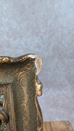 Miniature ancienne signée Portrait Belle Époque – cadre rocaille doré