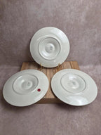 Lot de 3 assiettes à huîtres / coquillages Chantilly France – Blanc craquelé