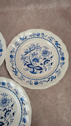 Lot de 3 assiettes plates Lunéville décor bleu traditionnel