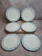 Lot de 6 assiettes plates anciennes Salins “petit Trianon” terre de fer bleu 💙