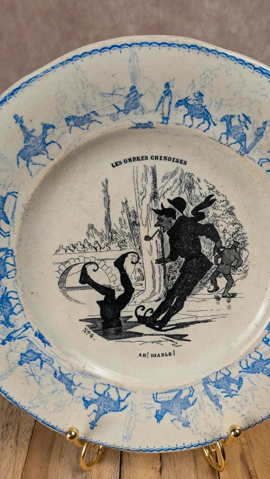 Assiette parlante ancienne Creil & Montereau – Les Ombres Chinoises n°4